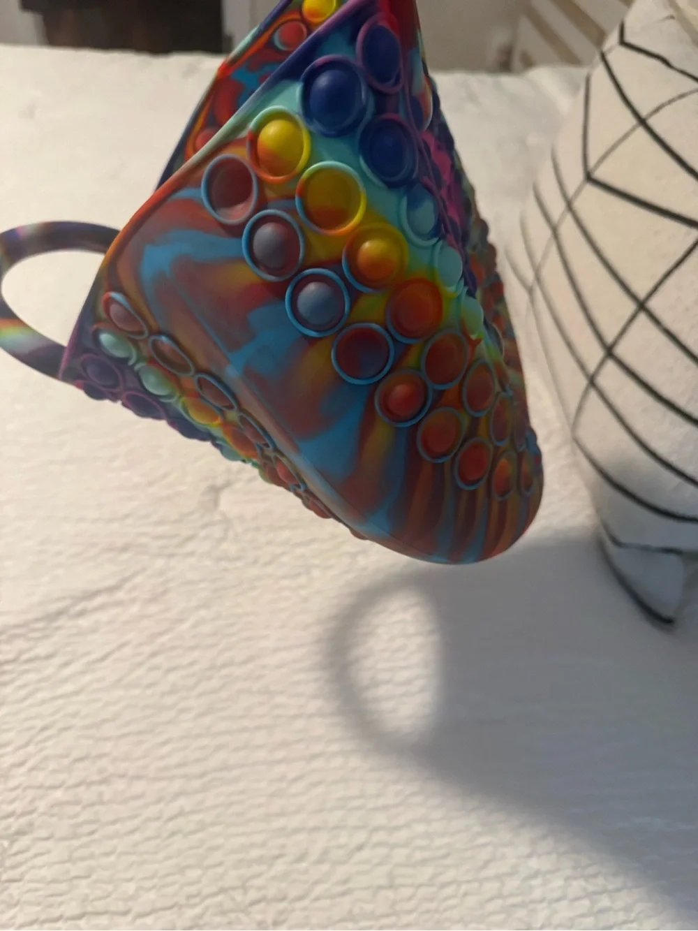 Multicolor Rainbow Pop-It Silicone Circle-Handle Tote Bag